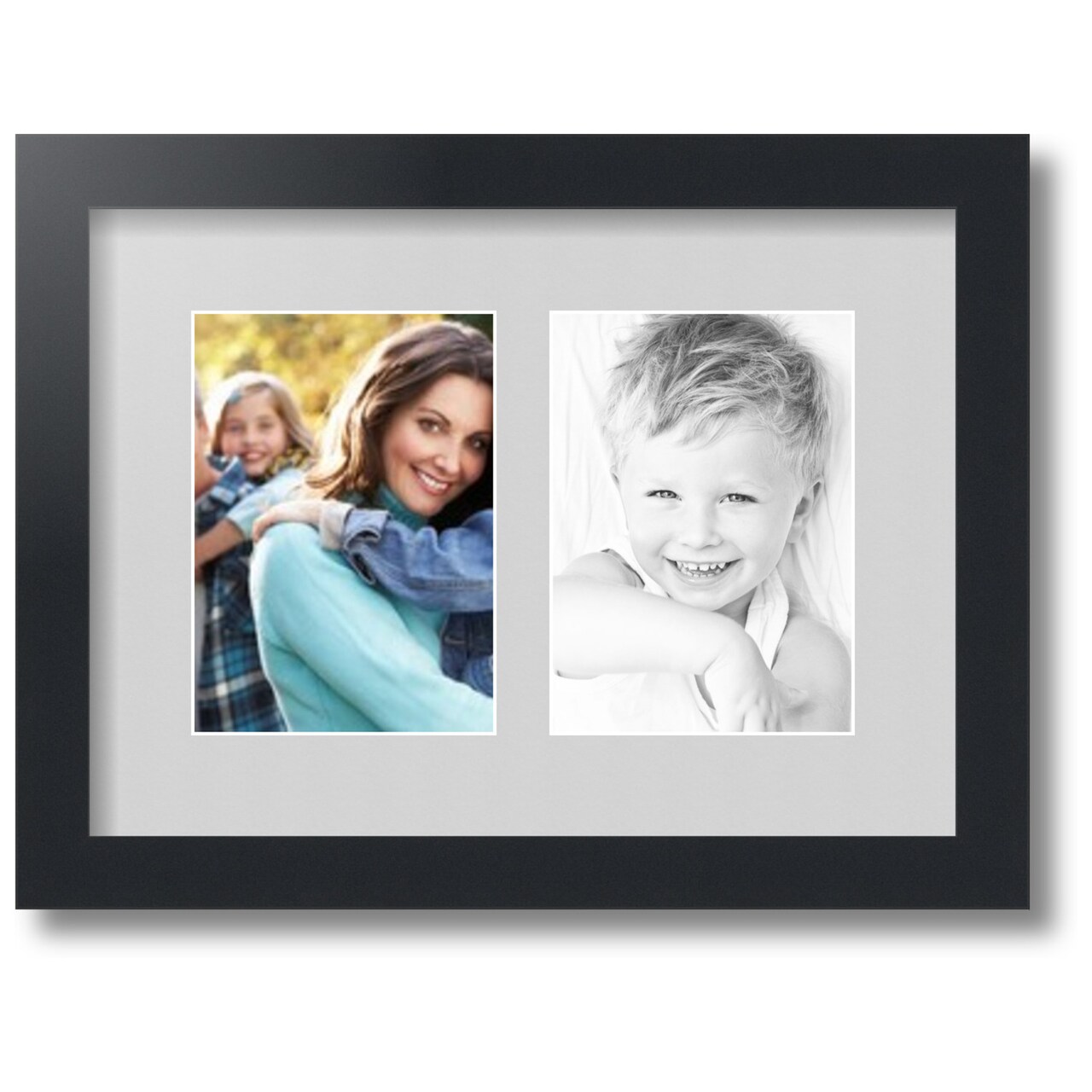 ArtToFrames Collage Photo Picture Frame with 2 - 5x7 inch Openings, Framed in Black with Over 62 Mat Color Options and Regular Glass (CSM-3926-35)
